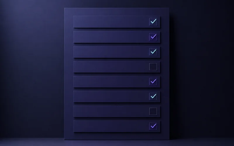 Checklist grid with aligned rows and tick marks
