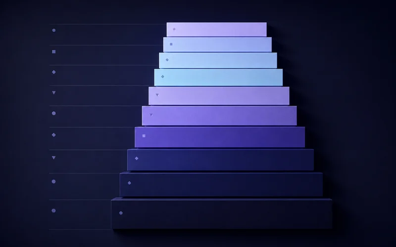 Layered diagram of ten tiers with the lower foundation tiers emphasised