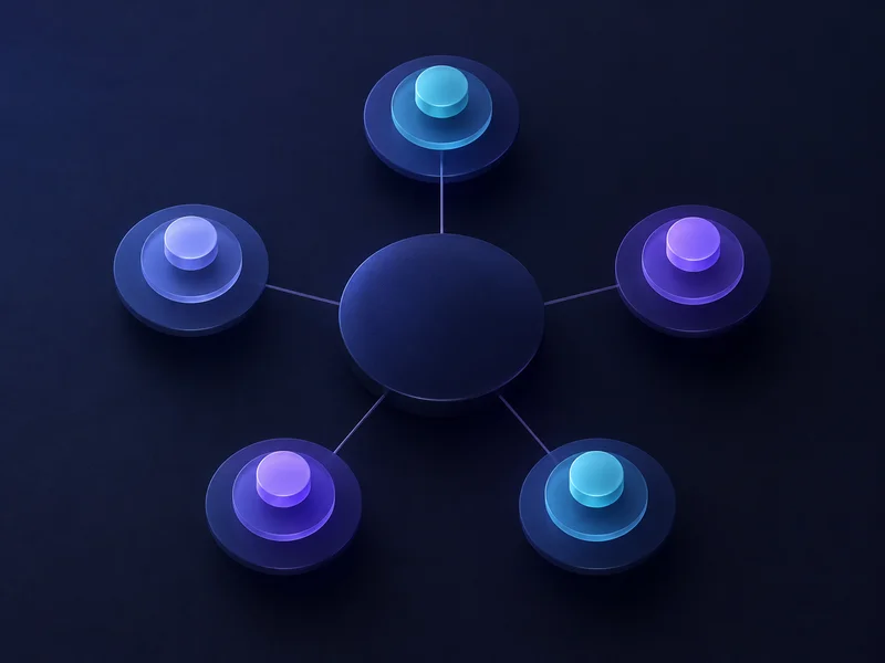 Radial diagram of five assessment areas arranged around a central node